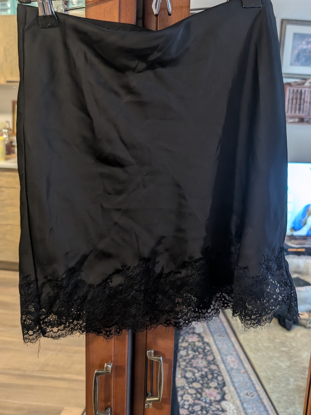 Black Lace Trim Satin Half Slip - Women’s Intimate